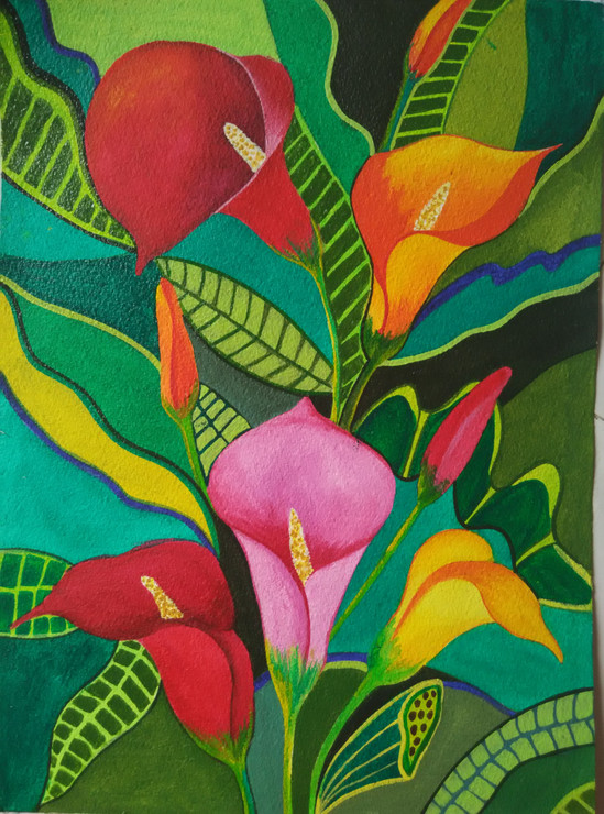 Flower-Nagfani (ART_1243_17208) - Handpainted Art Painting - 10in X 14in