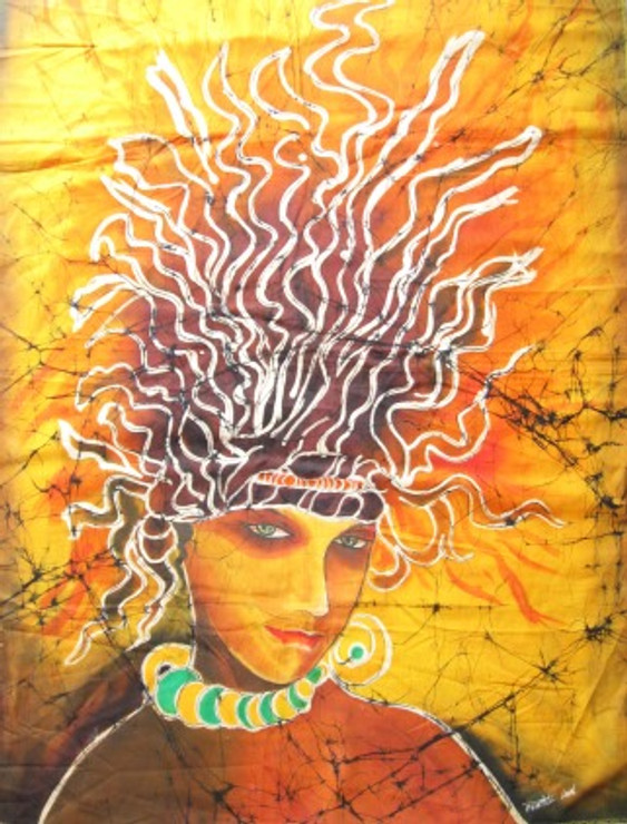 Moods and Moments - 28in X 35in,AART_AALD5_2835,Instant Batik,Satin Cloth ,Figure ,Museum Quality - 100% Handpainted,Artist - Asmita Lad