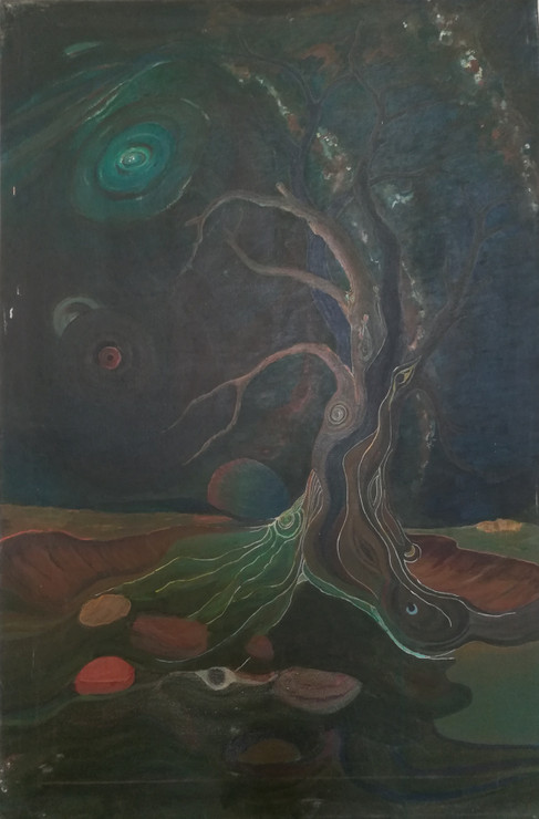 Dark Night (ART_2204_17547) - Handpainted Art Painting - 24in X 36in