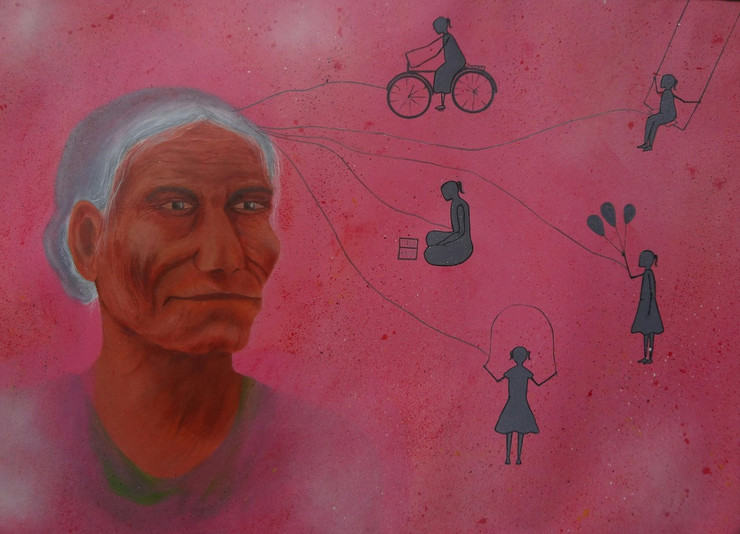 Sweet,memory,time,life,Old,age,sad,lonely,background,SWEET MEMORIE'S,ART_2187_17618,Artist : Neelam Verma,Acrylic