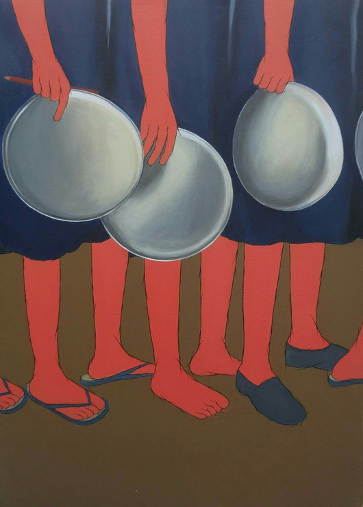 mid,day,meal,children,waiting,food,government,program,schools,afford,lunch,private,MID DAY MEAL,ART_2187_17616,Artist : Neelam Verma,Acrylic