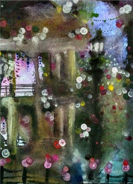 The Pleasant Foggy Evening (ART_2144_17495) - Handpainted Art Painting - 10in X 14in