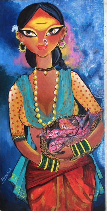 kamalnayani,Traditional beauty,ART_2132_17905,Artist : Jayalakshmi Naik,Acrylic