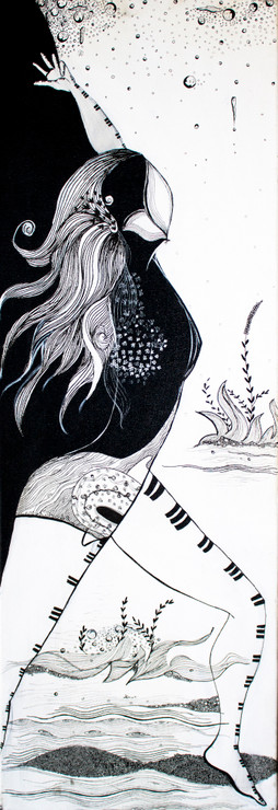 Prakriti 5 (ART_1253_18237) - Handpainted Art Painting - 12in X 36in