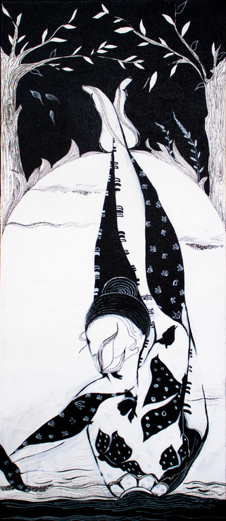 Prakriti 7 (ART_1253_18235) - Handpainted Art Painting - 13in X 30in