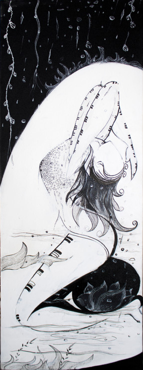 Prakriti 10 (ART_1253_18232) - Handpainted Art Painting - 13in X 36in