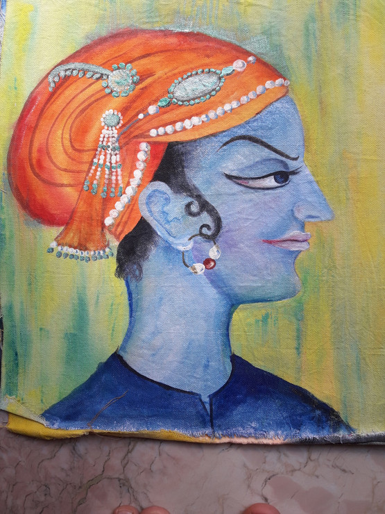 Krishna,Krishna,ART_2467_18544,Artist : Varinder Kaur,Fabric Paints