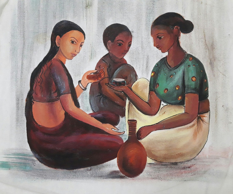 Tribal, Bride,The tribal bride,ART_2467_18548,Artist : Varinder Kaur,Fabric Paints