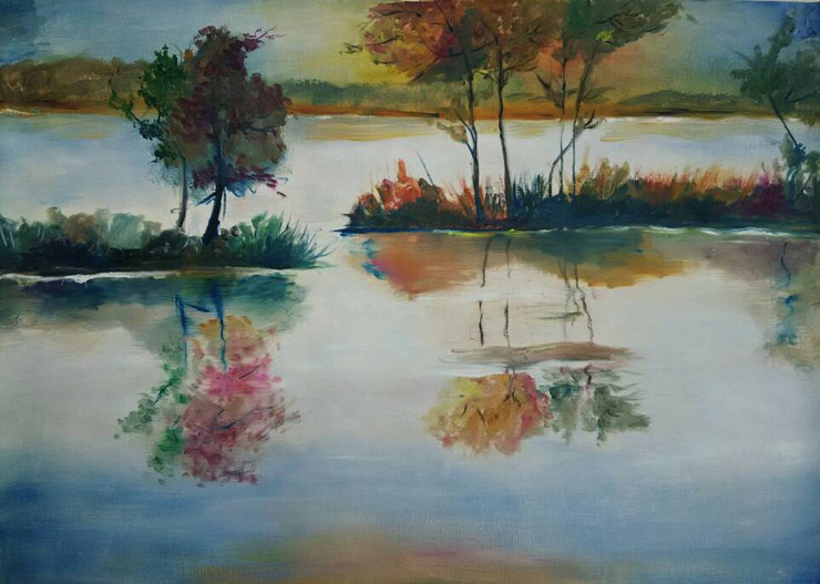 Beautiful Painting, scenery, nature, mountains ,Nature of plants,ART_2538_18807,Artist : Poonam Art,Oil