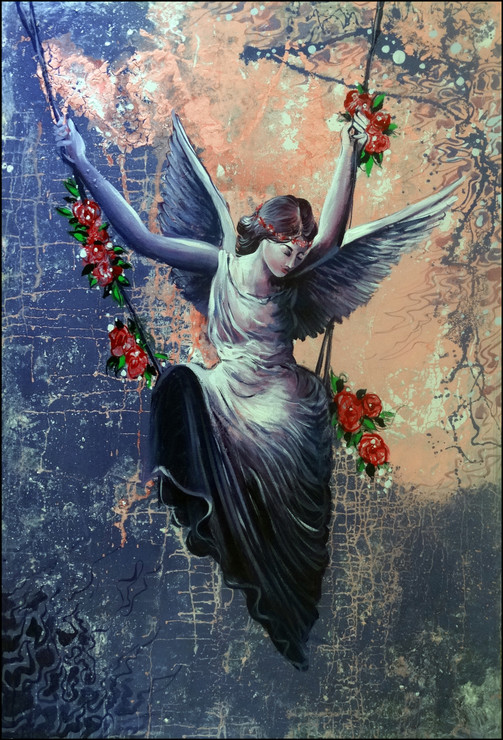 WINGS ON A CATAPULT (ART_2580_18957) - Handpainted Art Painting - 42in X 62in