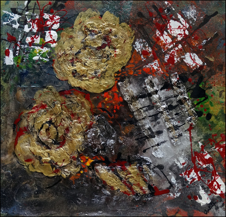 abstract,golden roses,ART_2580_18992,Artist : Ankita Goenka,Mixed Media