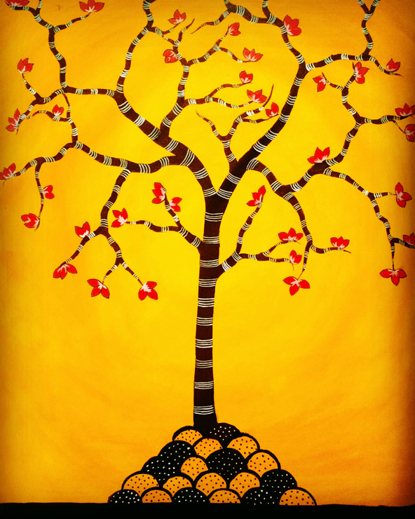 Tree of life (ART_571_19075) - Handpainted Art Painting - 24in X 30in