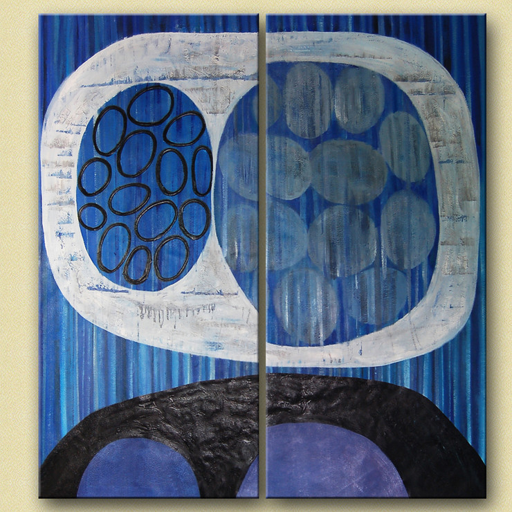 BlueSpace - 47in X 52in,31GRP254_47.252,Blue, Violet, Mauve,118X130 Size,Multi Panel Art Canvas Painting