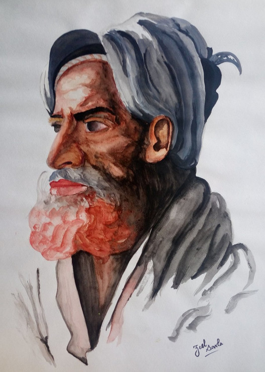 Portrait, Face, Beard, Side face, Turban, Olden days, Features, Painting, Beauty, Beautiful, Colourful, Scenic, Pretty,  Colours,PORTRAIT,ART_2709_19524,Artist : Zeel Savla,Water Colors