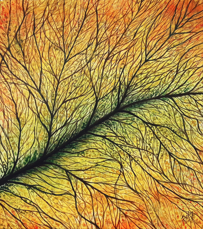 Tree, leaf, abstract, veins, branches,Intricate,ART_464_19690,Artist : Seby Augustine,Acrylic