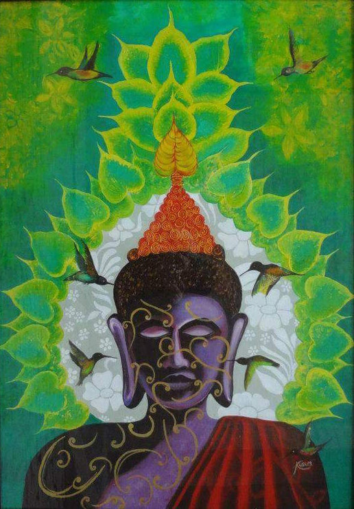 Buddha,Enlightenment of Gautama,ART_2830_19928,Artist : Kusum Bhura,Oil