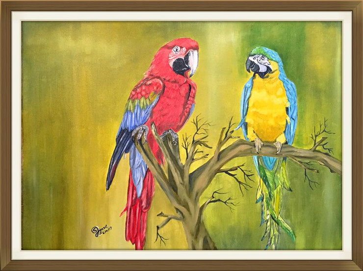 Parrots, Nature , ,Pair of Parrots,ART_168_20975,Artist : Subhash Gijare,Oil