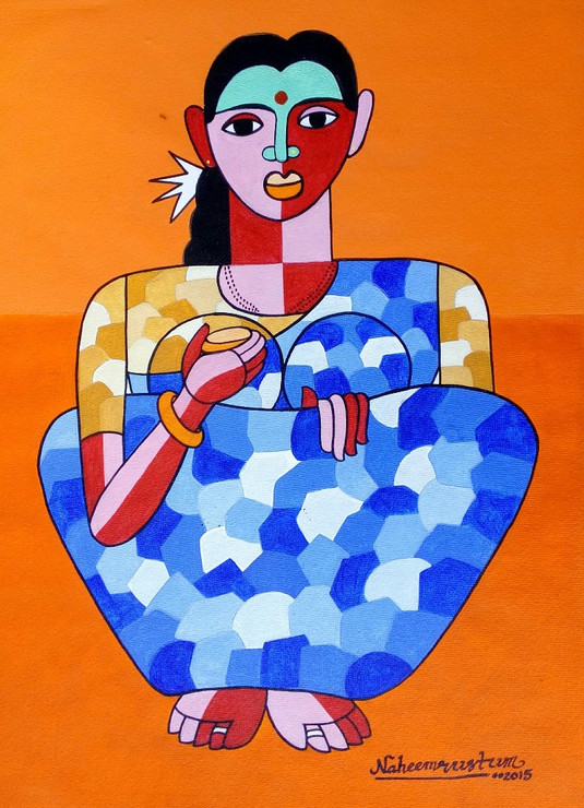 naheemrustum paintings,telangana women,ART_938_21001,Artist : Naheem Rustum,Acrylic
