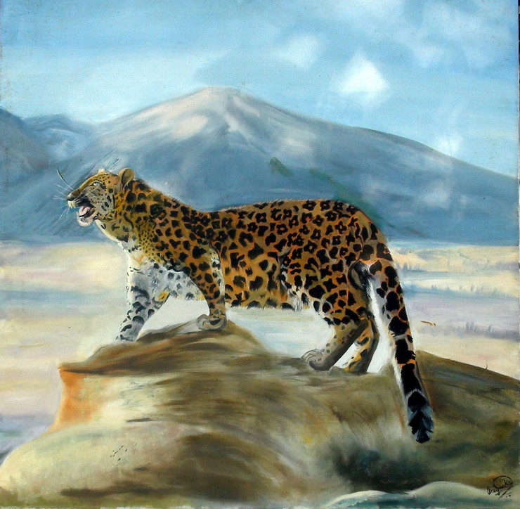 leopard, wildlife, fierce, mountain, nature, big cat,THE LEOPARD,ART_1372_21109,Artist : PRIYANKA SATARKAR,Oil