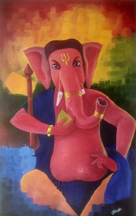 Ganesha,Shree Ganesha,ART_3015_21178,Artist : VIJAYKUMAR SHINDE,Acrylic