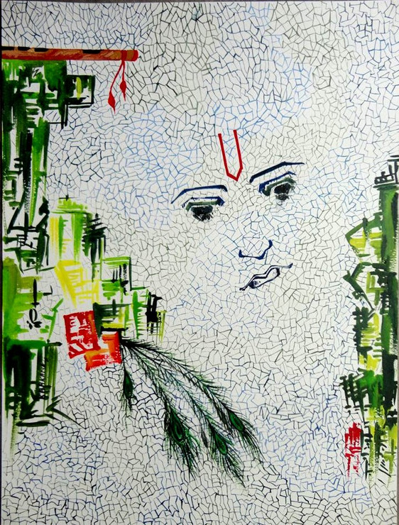 Abstract Krishna 01 - 09in X 12in,ART_KAPL04_0912,Mixed Media,Paper,Artist Kankana Pal,Krishna, Kannaya,Bal Gopal - Buy Paintings Online in India.