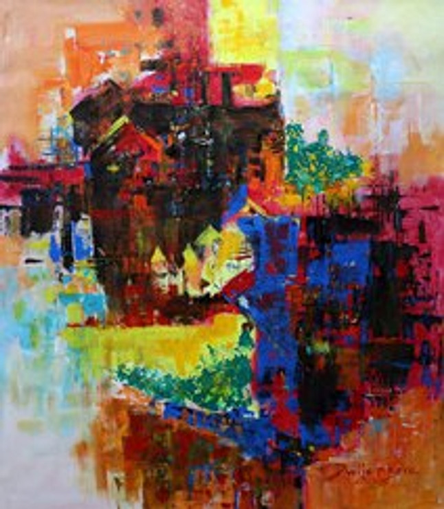 Silent City   (ART_965_21567) - Handpainted Art Painting - 24in X 28in