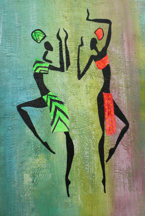 African Art 19 (ART_1522_21723) - Handpainted Art Painting - 12in X 18in
