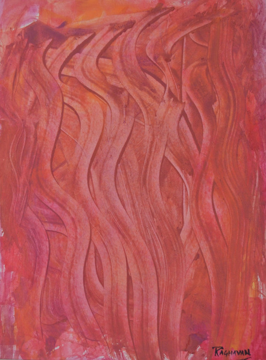 Agni: Fire (ART_2914_20666) - Handpainted Art Painting - 12in X 17in