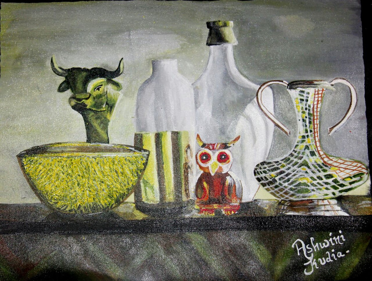 Still life (ART_2756_19708) - Handpainted Art Painting - 18in X 14in