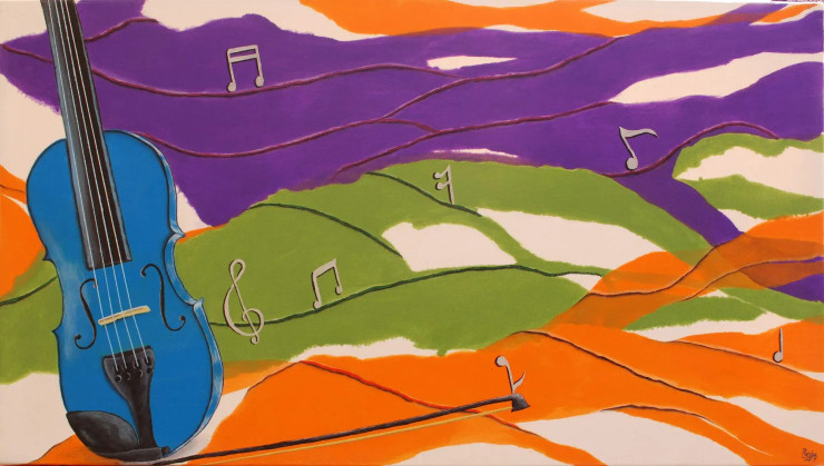 Waves Of Music (ART_1302_22029) - Handpainted Art Painting - 30in X 17in