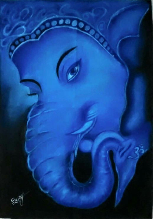 Lord ganesh (ART_3389_22394) - Handpainted Art Painting - 36in X 24in