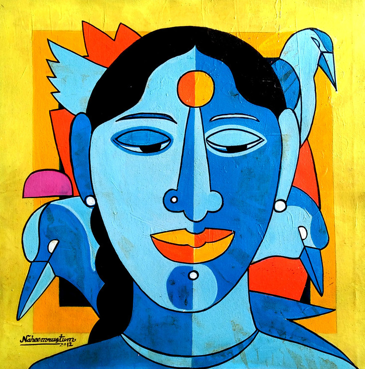 Shaishu latha (ART_938_22529) - Handpainted Art Painting - 16in X 16in