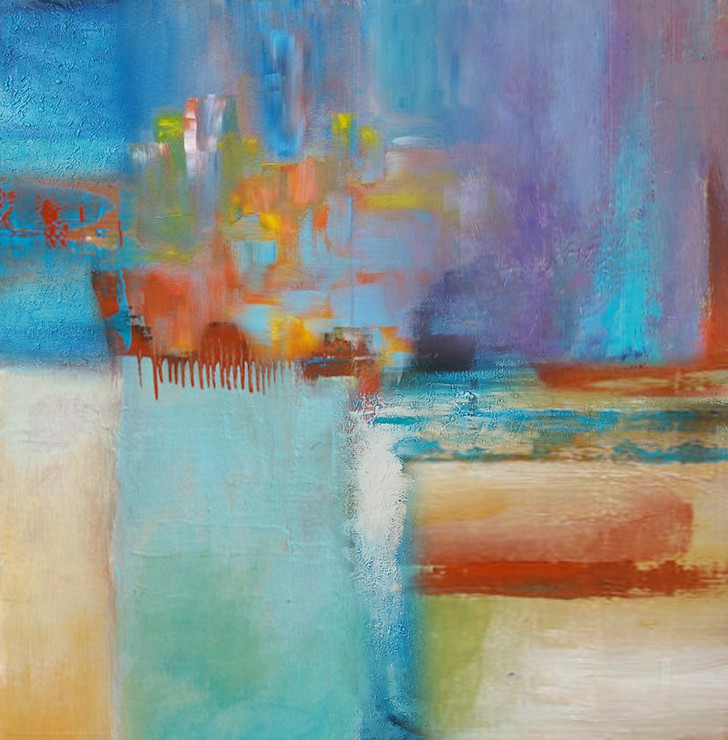 Mannoa - 32in X 32in,31ABT291_3232,Blue, Violet, Mauve,80X80 Size,Abstract Art Canvas Painting
