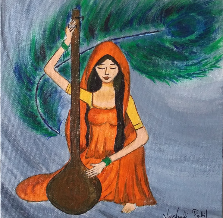 Meera (ART_3134_23155) - Handpainted Art Painting - 8in X 8in (Framed)