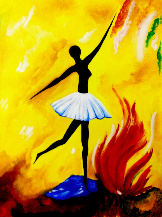 Dancing Girl (ART_2886_21013) - Handpainted Art Painting - 12in X 17in