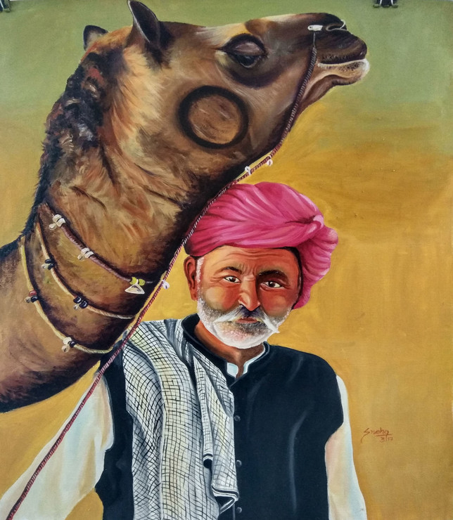 VILLAGE LIFE 2 (ART_1455_23221) - Handpainted Art Painting - 24in X 18in