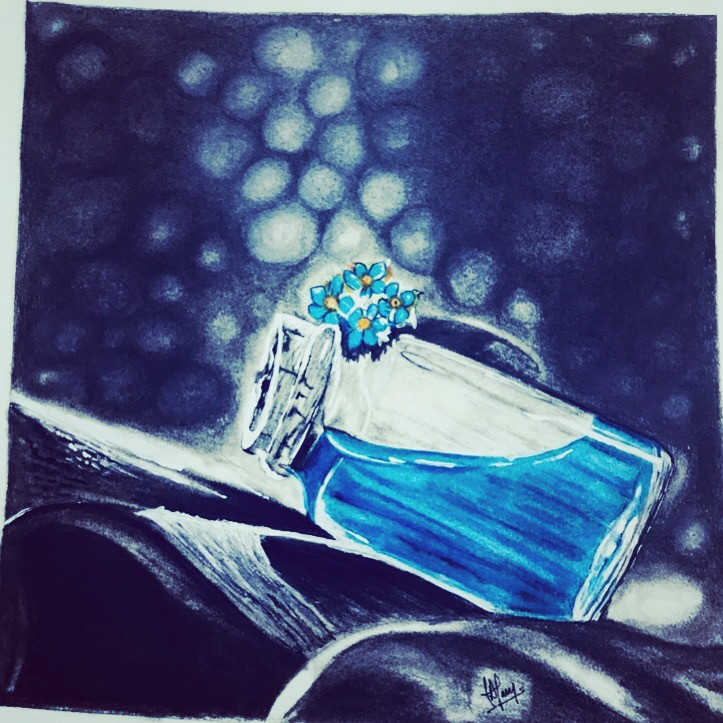 The blue orchid (ART_3617_23488) - Handpainted Art Painting - 10in X 10in