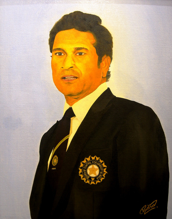 Sachin Tendulkar (ART_3690_23661) - Handpainted Art Painting - 24in X 30in