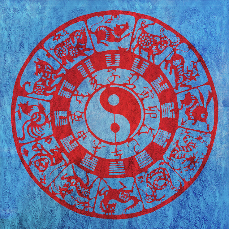 FengShuiWheel - 32in X 32in,31Fengshui42_3232,Blue, Violet, Mauve,80X80 Size,Feng Shui Art Canvas Painting