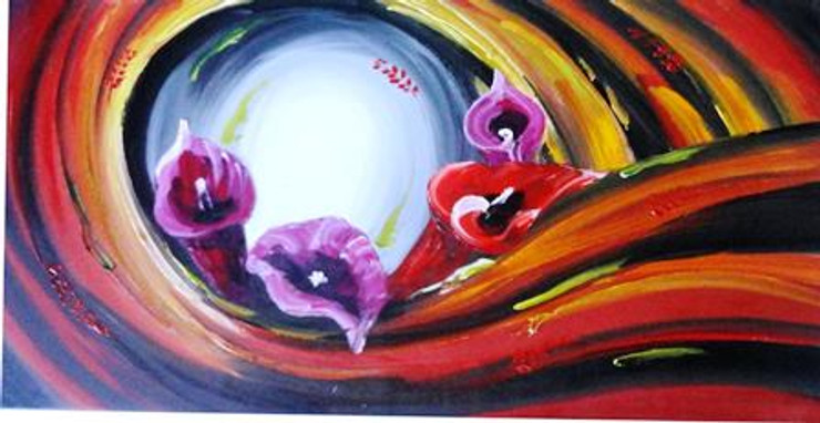 Floral Swirl - 40in X 20in,ART_PIJN67_4020,Acrylic Colors,Artist Pallavi Jain,Museum Quality - 100% Handpainted Flowers,Floral,Swirl of flowers,Buy Paintings Online in India