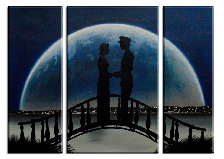 Meeting in Moonlight (FR_1523_23814) - Handpainted Art Painting - 48in X 36in
