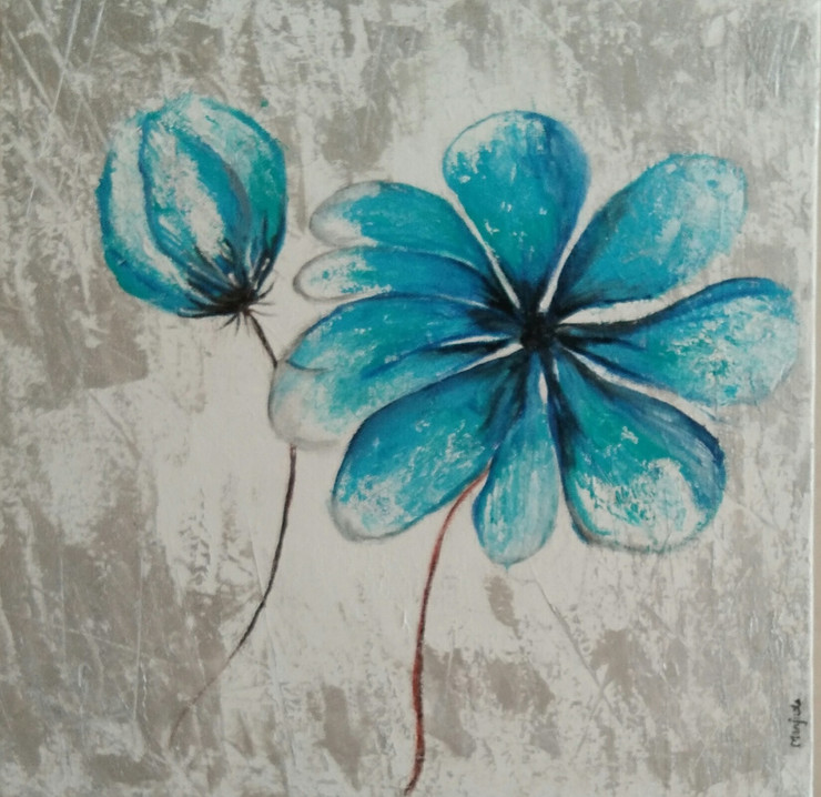 Beautiful Spring Flower (ART_3719_23884) - Handpainted Art Painting - 15in X 15in
