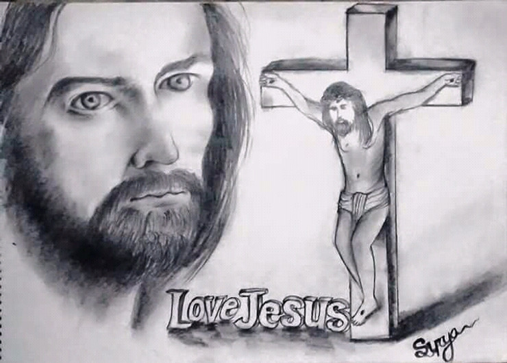 Lord Jesus (ART_3389_24179) - Handpainted Art Painting - 16in X 12in