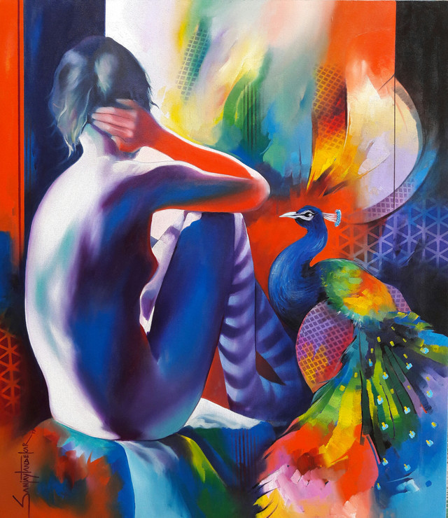 Addicted To You 3 (ART_3298_21889) - Handpainted Art Painting - 36in X 42in