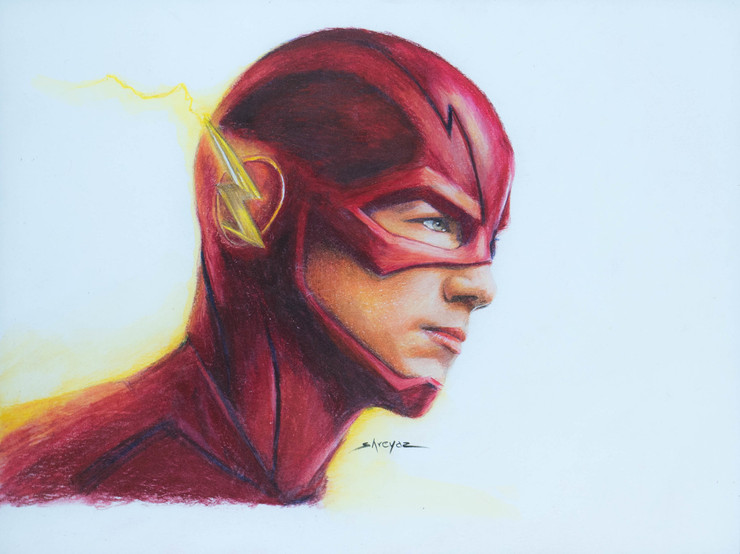 The Flash (Barry Allen)  (ART_3189_24353) - Handpainted Art Painting - 12in X 9in