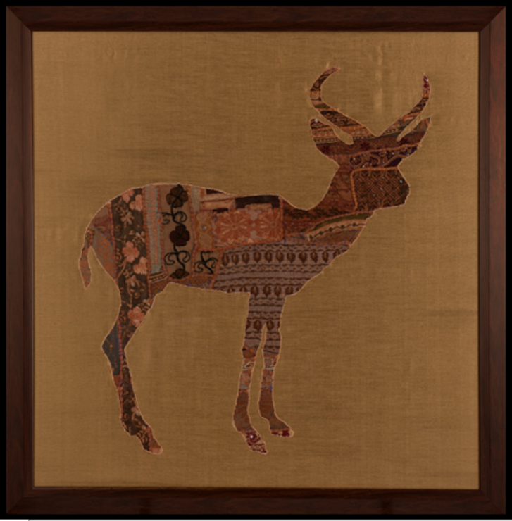 The Dainty Deer Wall Art (ART_3845_24440) - Handpainted Art Painting - 41in X 41in (Framed)