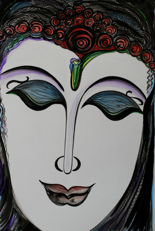 The Inner Peace (ART_3736_24197) - Handpainted Art Painting - 10in X 14in