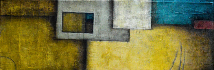 Overlapping Squares (FR_1523_24112) - Handpainted Art Painting - 47in X 17in