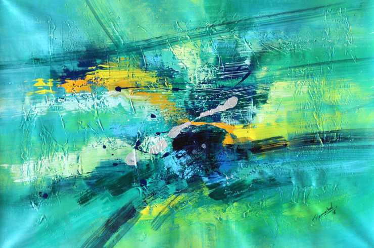 Abstract 011 (ART_1522_14350) - Handpainted Art Painting - 36 in X 24in