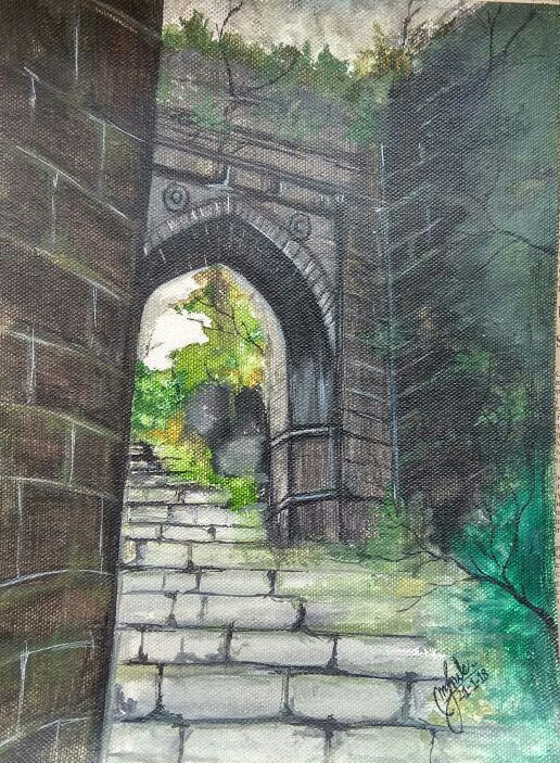 One of the fort of Shivaji Maharaj (ART_2979_25060) - Handpainted Art Painting - 8in X 11in